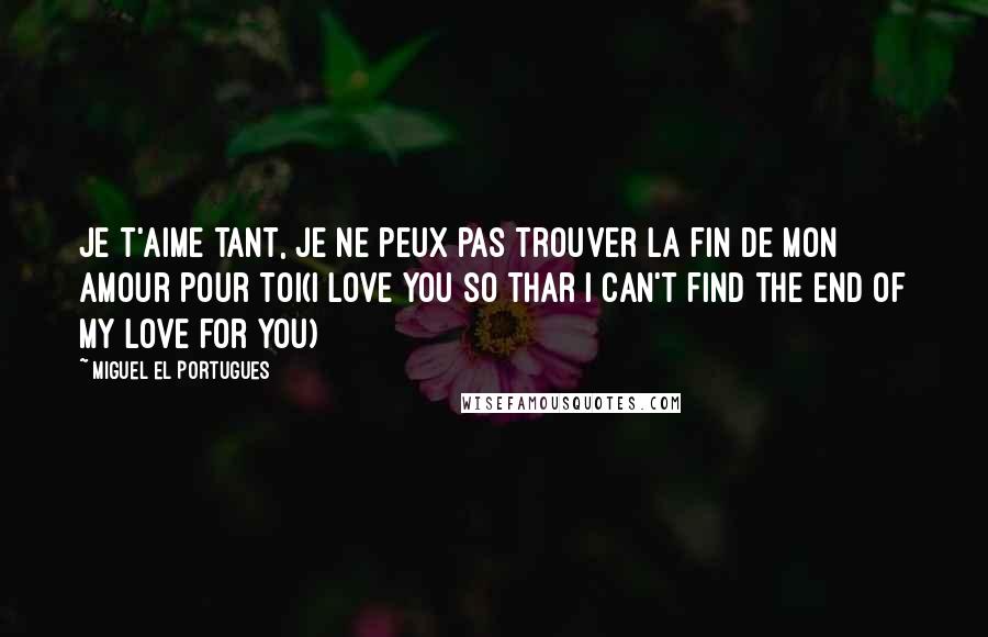 Miguel El Portugues Quotes: Je t'aime tant, je ne peux pas trouver la fin de mon amour pour toi(I love you so thar I can't find the end of my love for you)