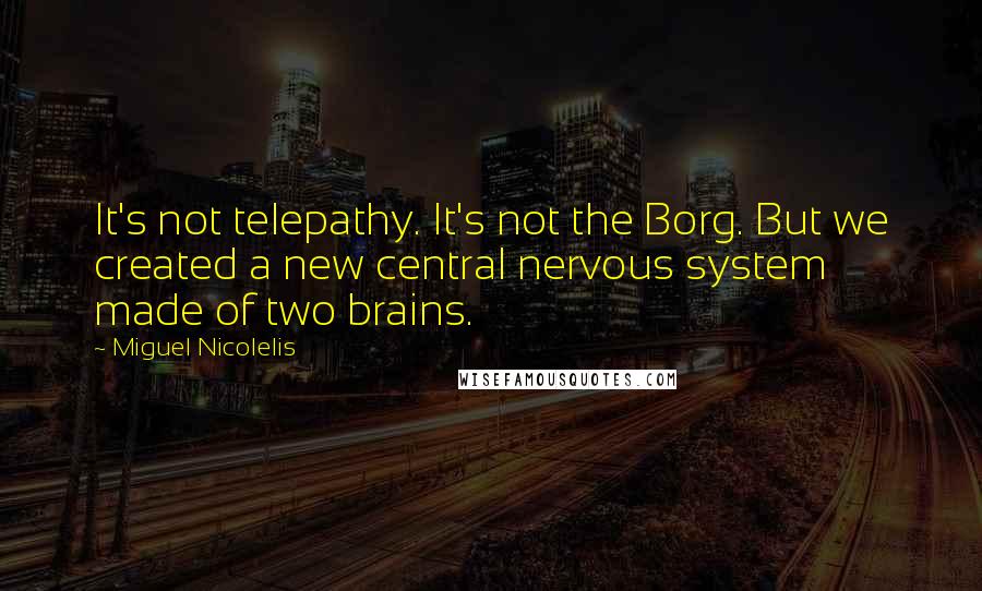 Miguel Nicolelis Quotes: It's not telepathy. It's not the Borg. But we created a new central nervous system made of two brains.