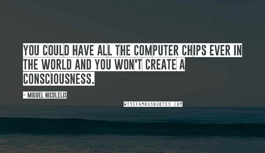 Miguel Nicolelis Quotes: You could have all the computer chips ever in the world and you won't create a consciousness.