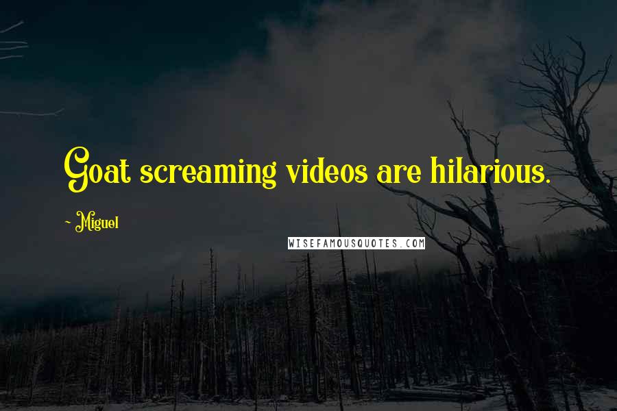 Miguel Quotes: Goat screaming videos are hilarious.