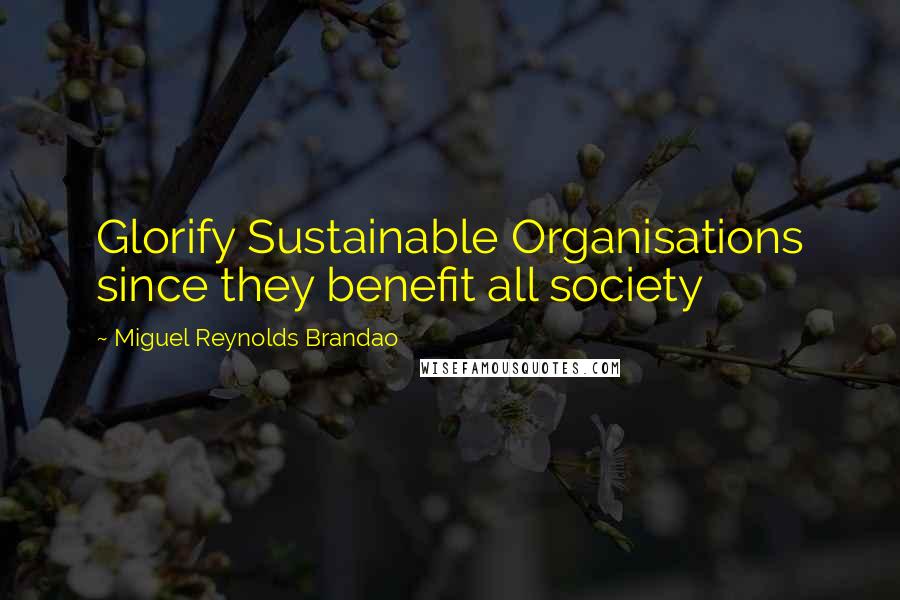 Miguel Reynolds Brandao Quotes: Glorify Sustainable Organisations since they benefit all society