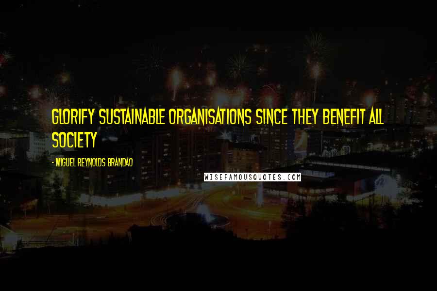 Miguel Reynolds Brandao Quotes: Glorify Sustainable Organisations since they benefit all society