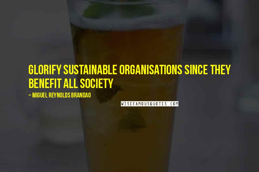 Miguel Reynolds Brandao Quotes: Glorify Sustainable Organisations since they benefit all society