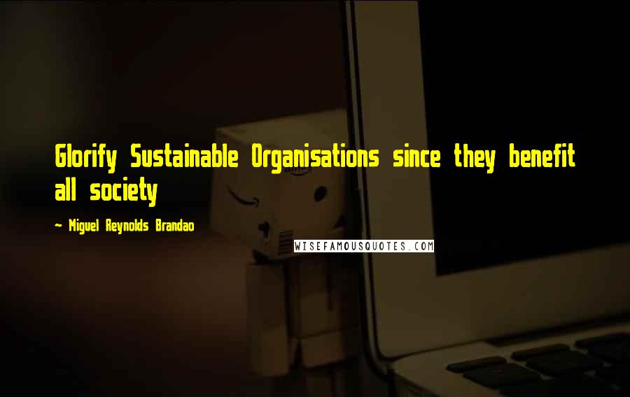 Miguel Reynolds Brandao Quotes: Glorify Sustainable Organisations since they benefit all society