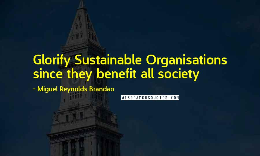 Miguel Reynolds Brandao Quotes: Glorify Sustainable Organisations since they benefit all society