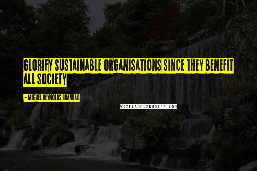 Miguel Reynolds Brandao Quotes: Glorify Sustainable Organisations since they benefit all society
