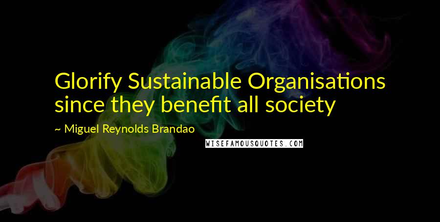 Miguel Reynolds Brandao Quotes: Glorify Sustainable Organisations since they benefit all society