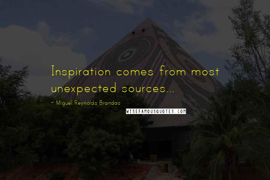 Miguel Reynolds Brandao Quotes: Inspiration comes from most unexpected sources...