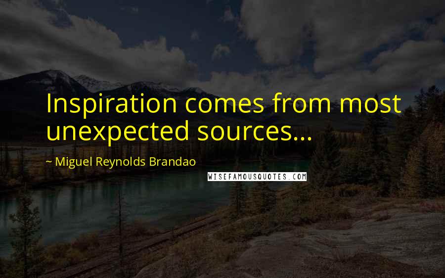 Miguel Reynolds Brandao Quotes: Inspiration comes from most unexpected sources...