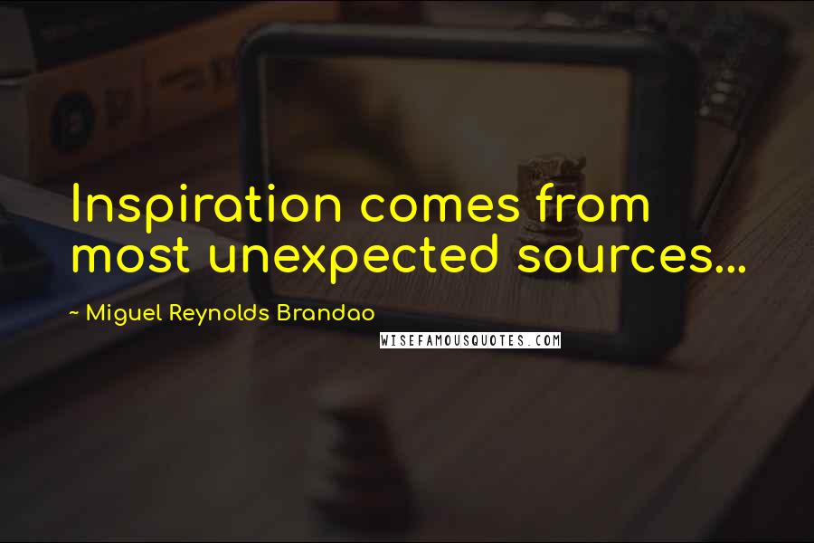 Miguel Reynolds Brandao Quotes: Inspiration comes from most unexpected sources...