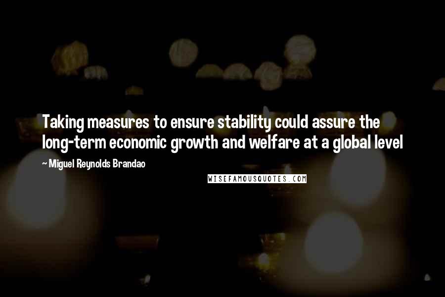 Miguel Reynolds Brandao Quotes: Taking measures to ensure stability could assure the long-term economic growth and welfare at a global level