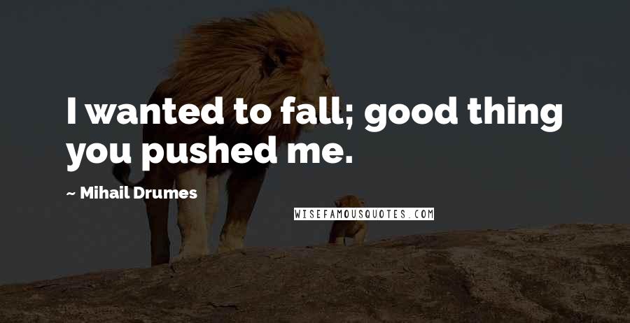 Mihail Drumes Quotes: I wanted to fall; good thing you pushed me.