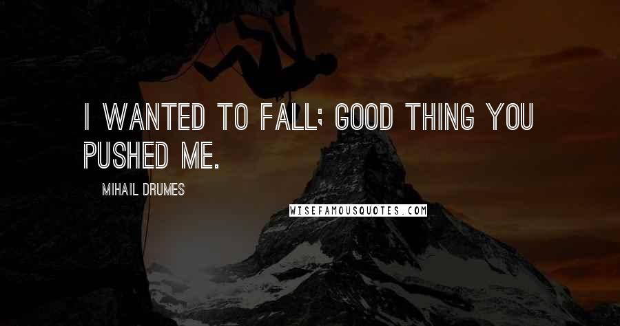 Mihail Drumes Quotes: I wanted to fall; good thing you pushed me.