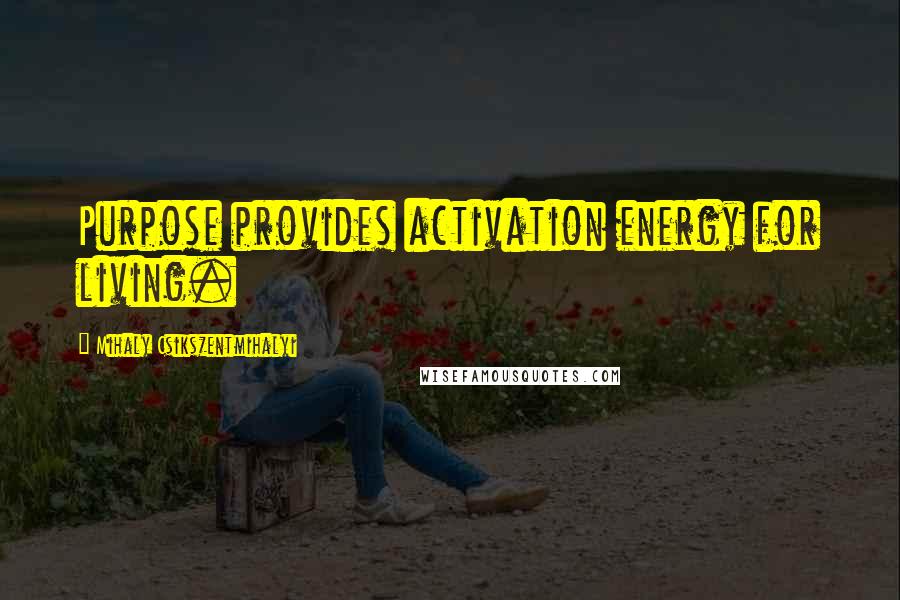 Mihaly Csikszentmihalyi Quotes: Purpose provides activation energy for living.