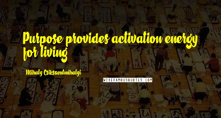 Mihaly Csikszentmihalyi Quotes: Purpose provides activation energy for living.