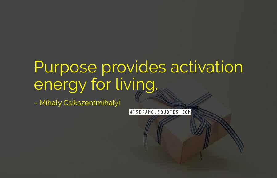 Mihaly Csikszentmihalyi Quotes: Purpose provides activation energy for living.