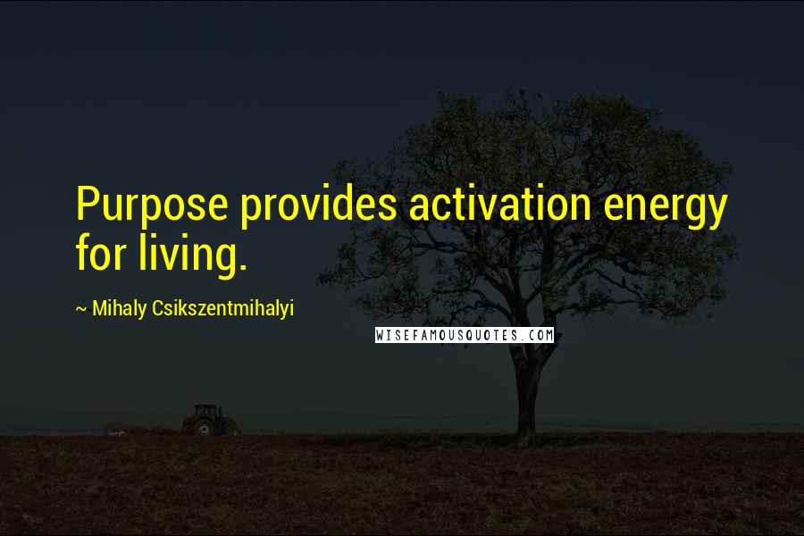 Mihaly Csikszentmihalyi Quotes: Purpose provides activation energy for living.