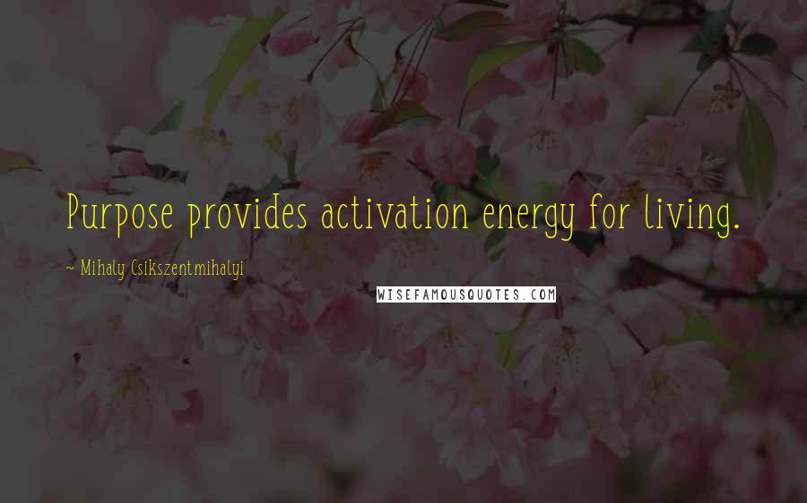 Mihaly Csikszentmihalyi Quotes: Purpose provides activation energy for living.