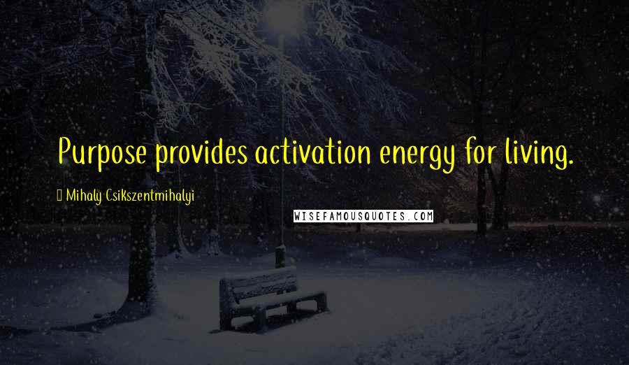 Mihaly Csikszentmihalyi Quotes: Purpose provides activation energy for living.
