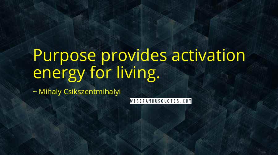 Mihaly Csikszentmihalyi Quotes: Purpose provides activation energy for living.