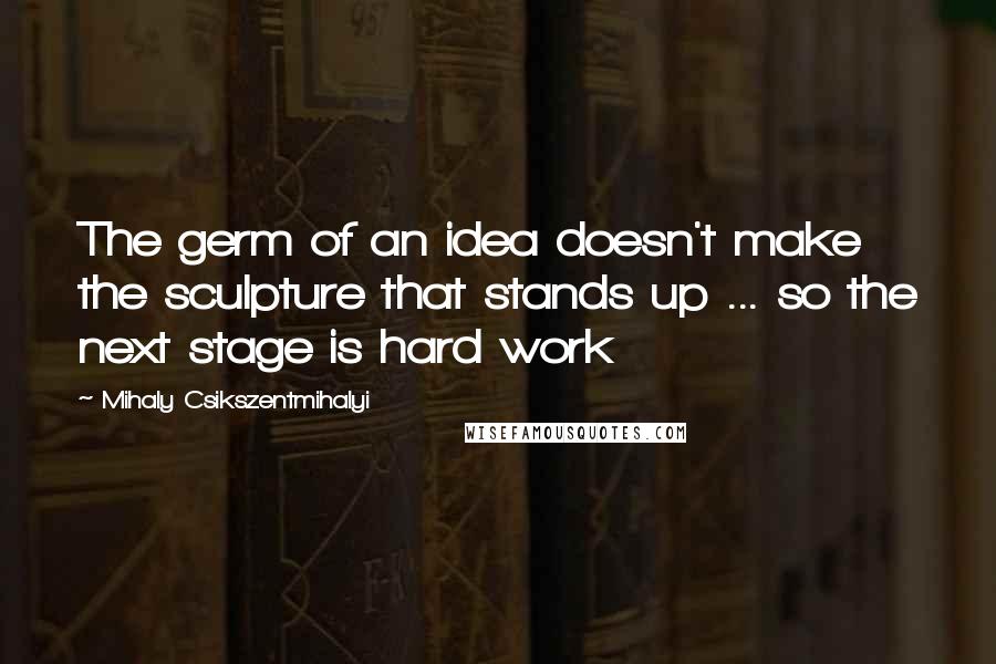 Mihaly Csikszentmihalyi Quotes: The germ of an idea doesn't make the sculpture that stands up ... so the next stage is hard work