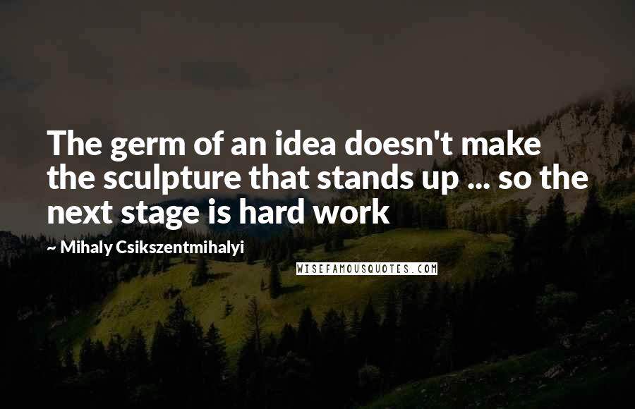 Mihaly Csikszentmihalyi Quotes: The germ of an idea doesn't make the sculpture that stands up ... so the next stage is hard work