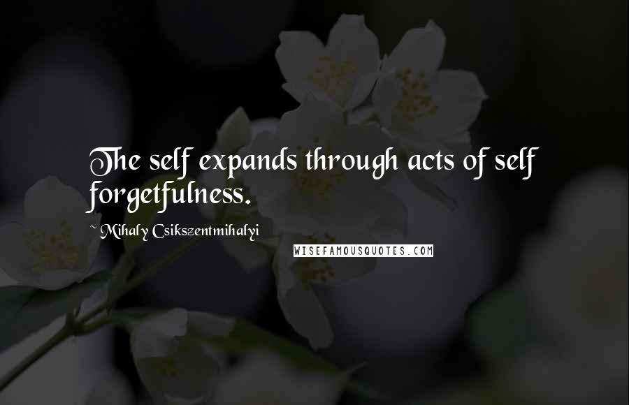 Mihaly Csikszentmihalyi Quotes: The self expands through acts of self forgetfulness.