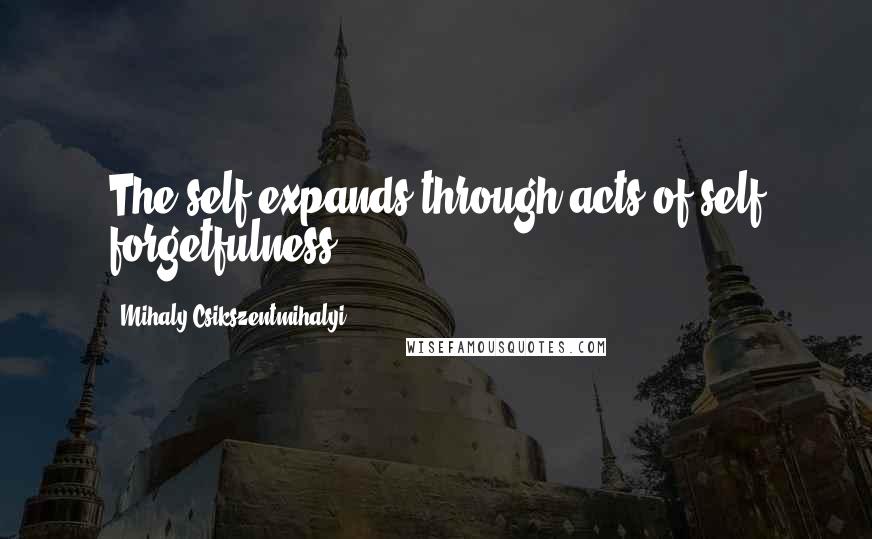 Mihaly Csikszentmihalyi Quotes: The self expands through acts of self forgetfulness.