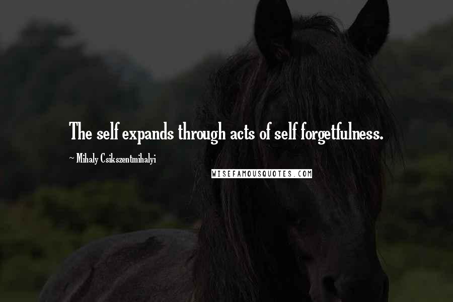 Mihaly Csikszentmihalyi Quotes: The self expands through acts of self forgetfulness.