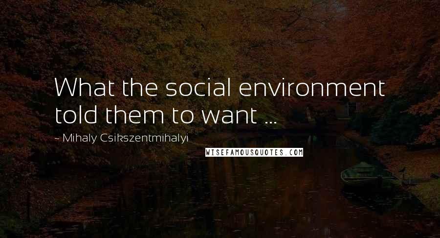 Mihaly Csikszentmihalyi Quotes: What the social environment told them to want ...