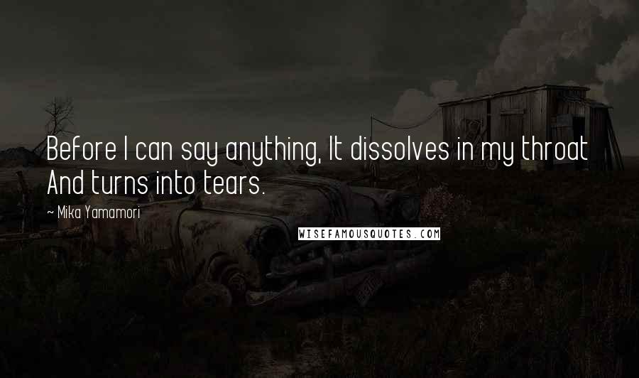 Mika Yamamori Quotes: Before I can say anything, It dissolves in my throat And turns into tears.