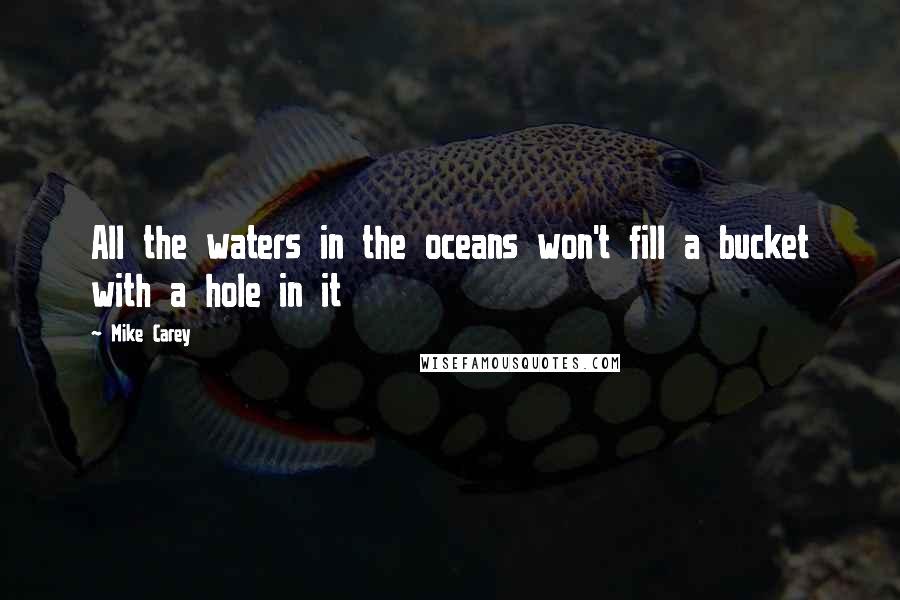 Mike Carey Quotes: All the waters in the oceans won't fill a bucket with a hole in it