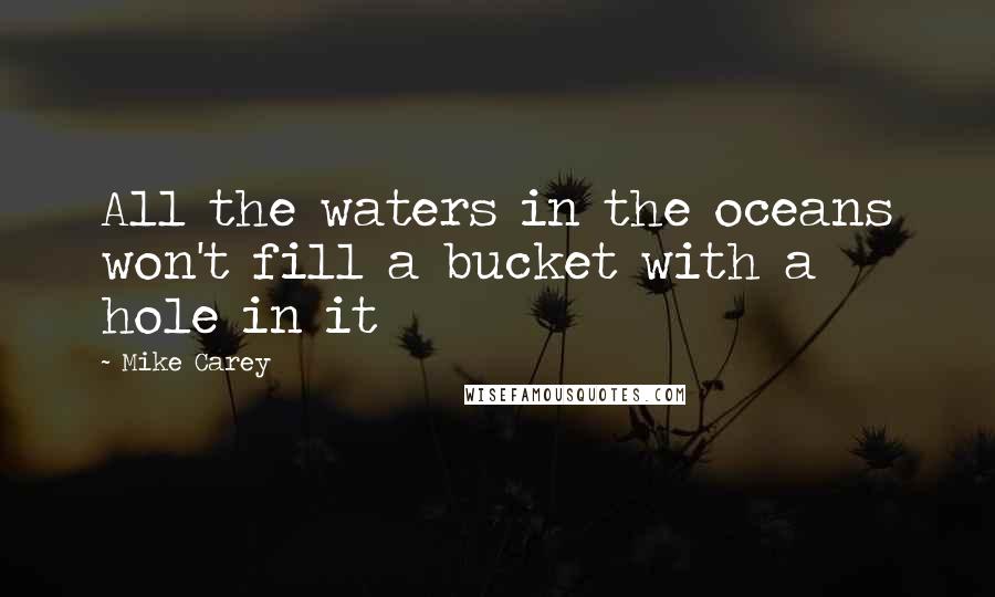 Mike Carey Quotes: All the waters in the oceans won't fill a bucket with a hole in it