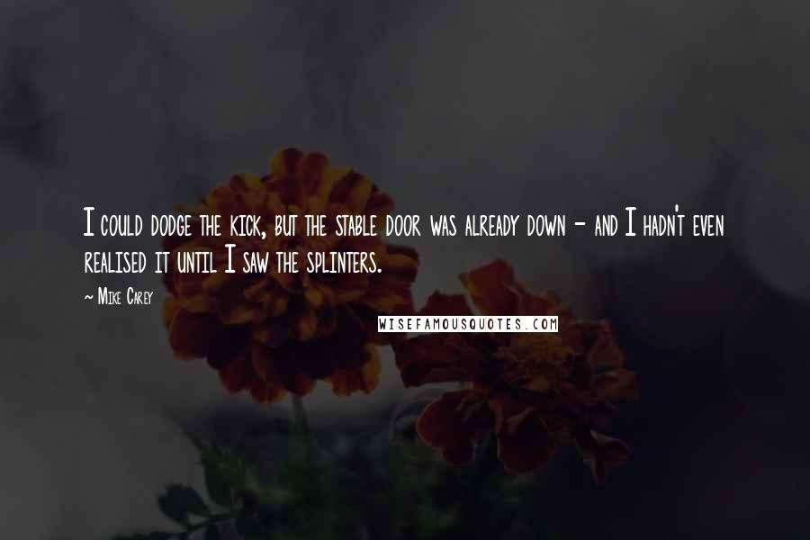 Mike Carey Quotes: I could dodge the kick, but the stable door was already down - and I hadn't even realised it until I saw the splinters.