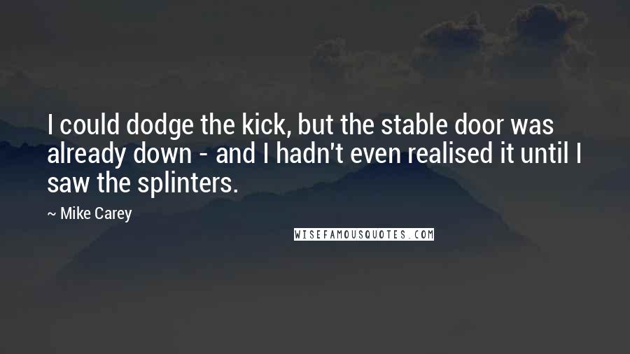 Mike Carey Quotes: I could dodge the kick, but the stable door was already down - and I hadn't even realised it until I saw the splinters.