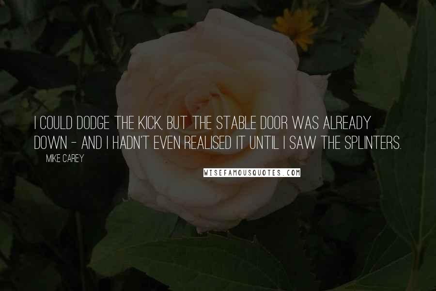 Mike Carey Quotes: I could dodge the kick, but the stable door was already down - and I hadn't even realised it until I saw the splinters.