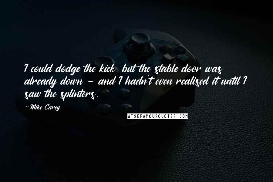 Mike Carey Quotes: I could dodge the kick, but the stable door was already down - and I hadn't even realised it until I saw the splinters.