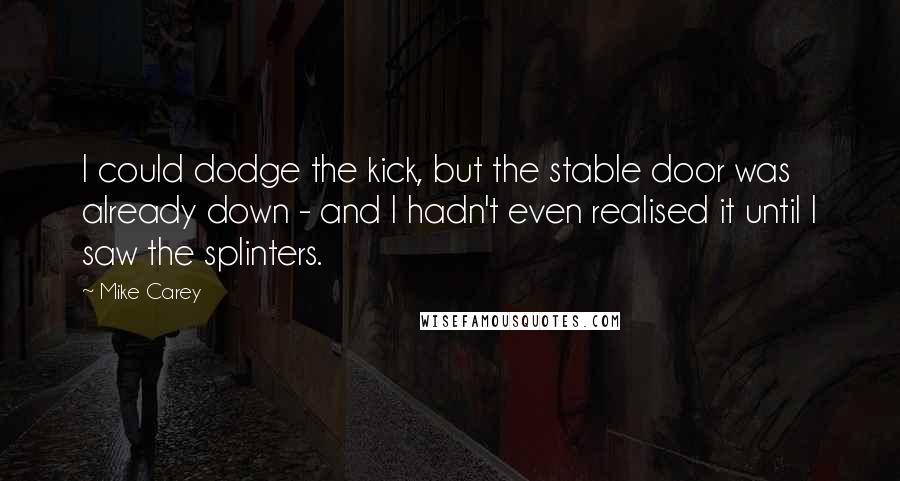 Mike Carey Quotes: I could dodge the kick, but the stable door was already down - and I hadn't even realised it until I saw the splinters.