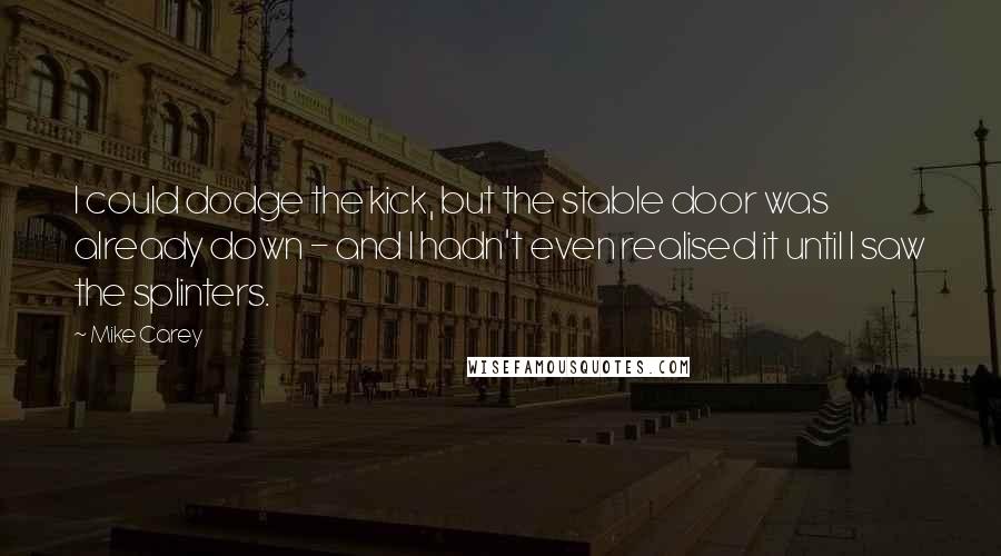 Mike Carey Quotes: I could dodge the kick, but the stable door was already down - and I hadn't even realised it until I saw the splinters.