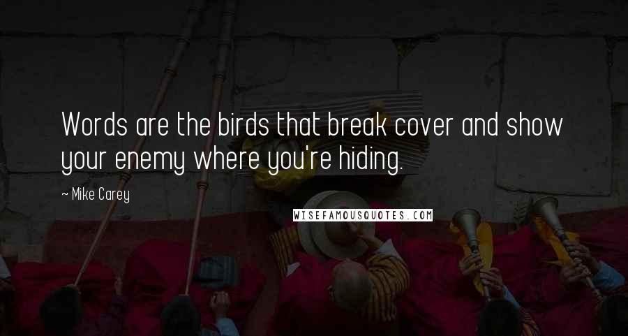 Mike Carey Quotes: Words are the birds that break cover and show your enemy where you're hiding.