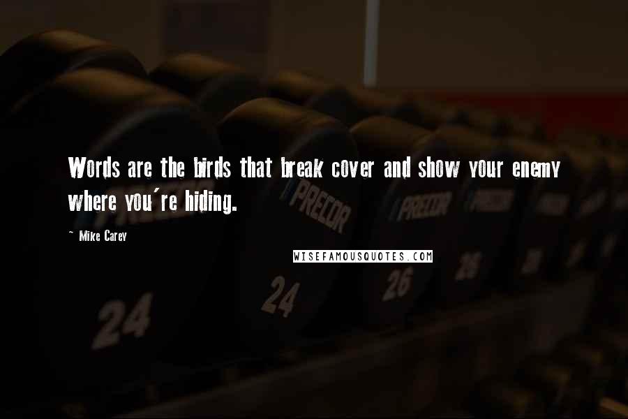 Mike Carey Quotes: Words are the birds that break cover and show your enemy where you're hiding.