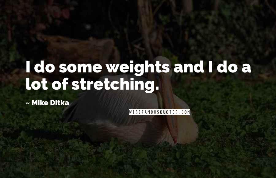 Mike Ditka Quotes: I do some weights and I do a lot of stretching.
