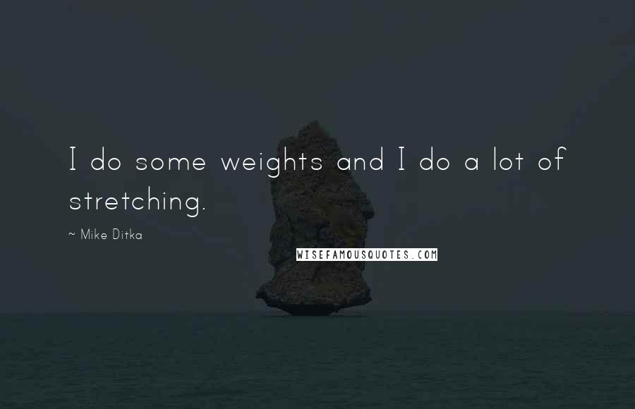 Mike Ditka Quotes: I do some weights and I do a lot of stretching.
