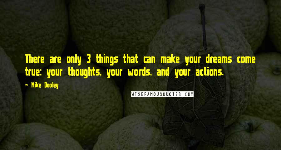 Mike Dooley Quotes: There are only 3 things that can make your dreams come true: your thoughts, your words, and your actions.