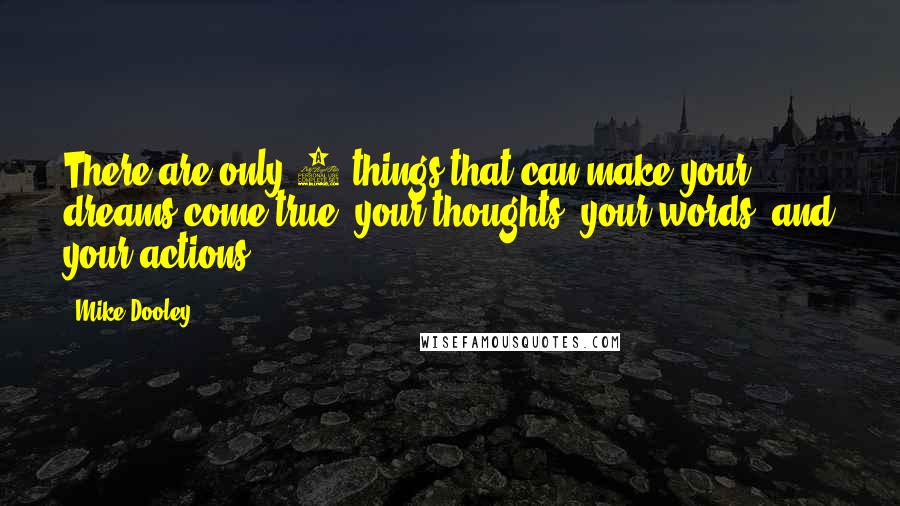 Mike Dooley Quotes: There are only 3 things that can make your dreams come true: your thoughts, your words, and your actions.