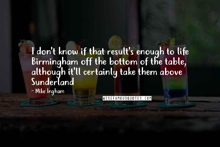 Mike Ingham Quotes: I don't know if that result's enough to life Birmingham off the bottom of the table, although it'll certainly take them above Sunderland