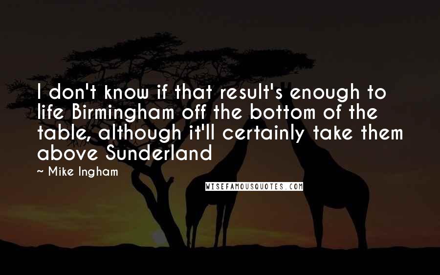 Mike Ingham Quotes: I don't know if that result's enough to life Birmingham off the bottom of the table, although it'll certainly take them above Sunderland