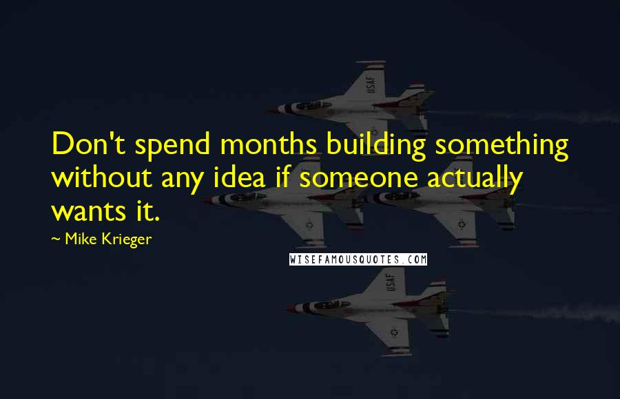 Mike Krieger Quotes: Don't spend months building something without any idea if someone actually wants it.