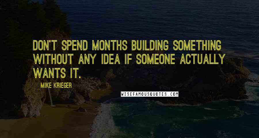 Mike Krieger Quotes: Don't spend months building something without any idea if someone actually wants it.
