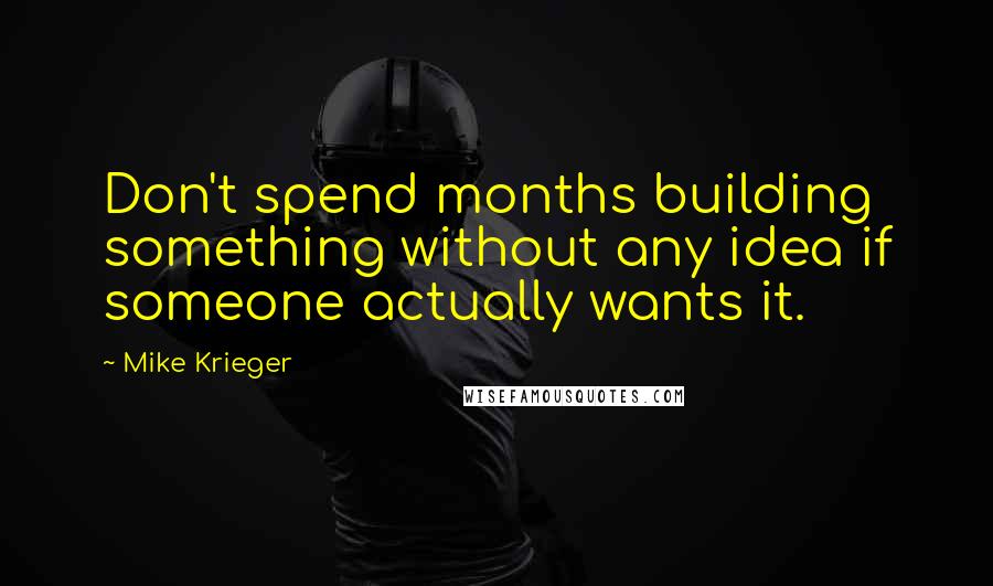 Mike Krieger Quotes: Don't spend months building something without any idea if someone actually wants it.